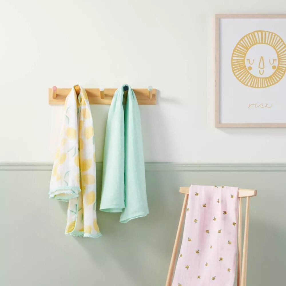 Cloud Island Muslin Swaddle Blanket Honeybee Lemons Set of 2